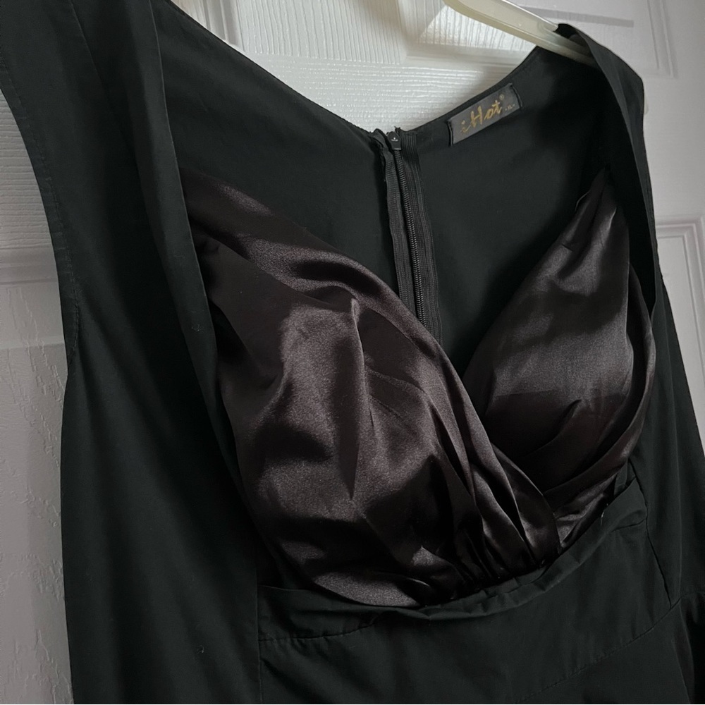 3/25$💥 iHot Large Dress black corset satin style sexy cocktail retro women - Picture 2 of 5